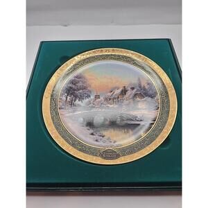 Thomas Kinkade Collector Plate Cobblestone Christmas 2005 With COA and Box
